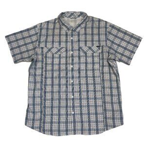 Columbia Shirt Men 2XL XXL Omni Wick Button Up Vented Fishing Outdoor Blue Plaid